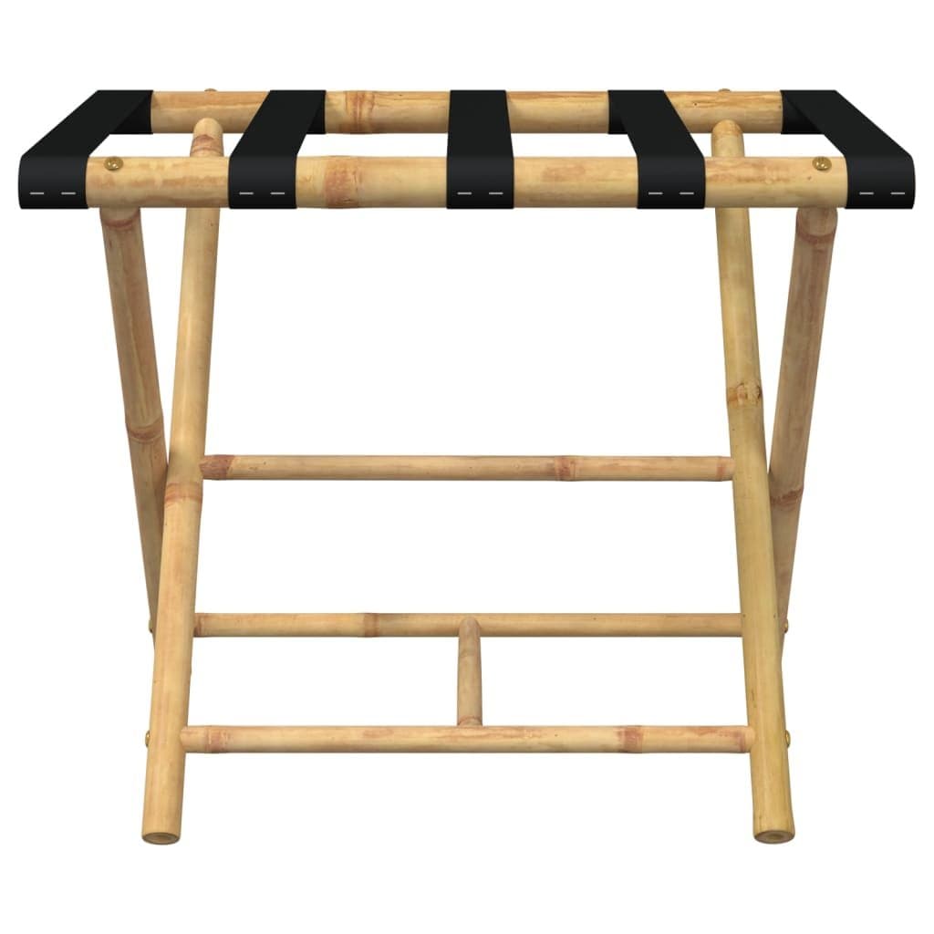 Bamboo Folding Luggage Rack with Two Shelves