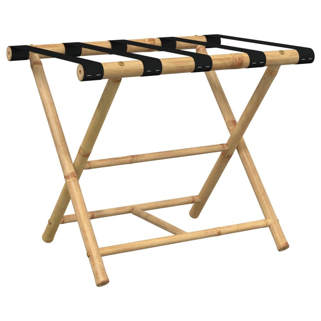 Bamboo Folding Luggage Rack with Two Shelves