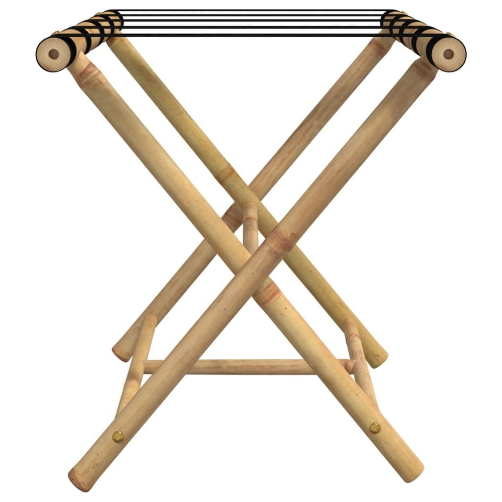 Bamboo Folding Luggage Rack with Two Shelves