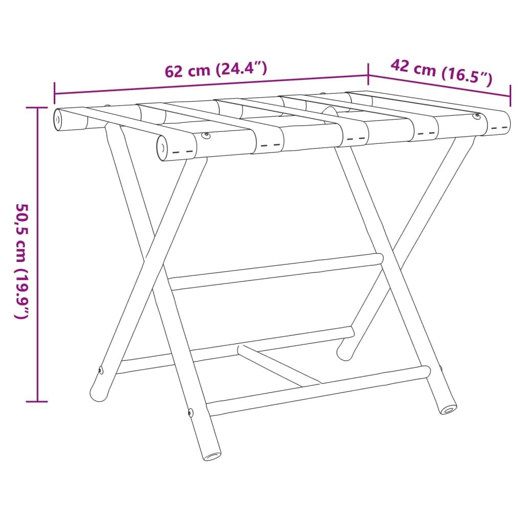 Bamboo Folding Luggage Rack with Two Shelves