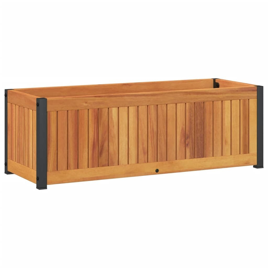 Solid Wood Acacia Garden Planter Box with Steel Frame