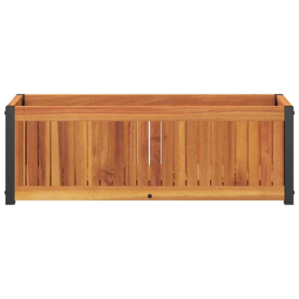 Solid Wood Acacia Garden Planter Box with Steel Frame