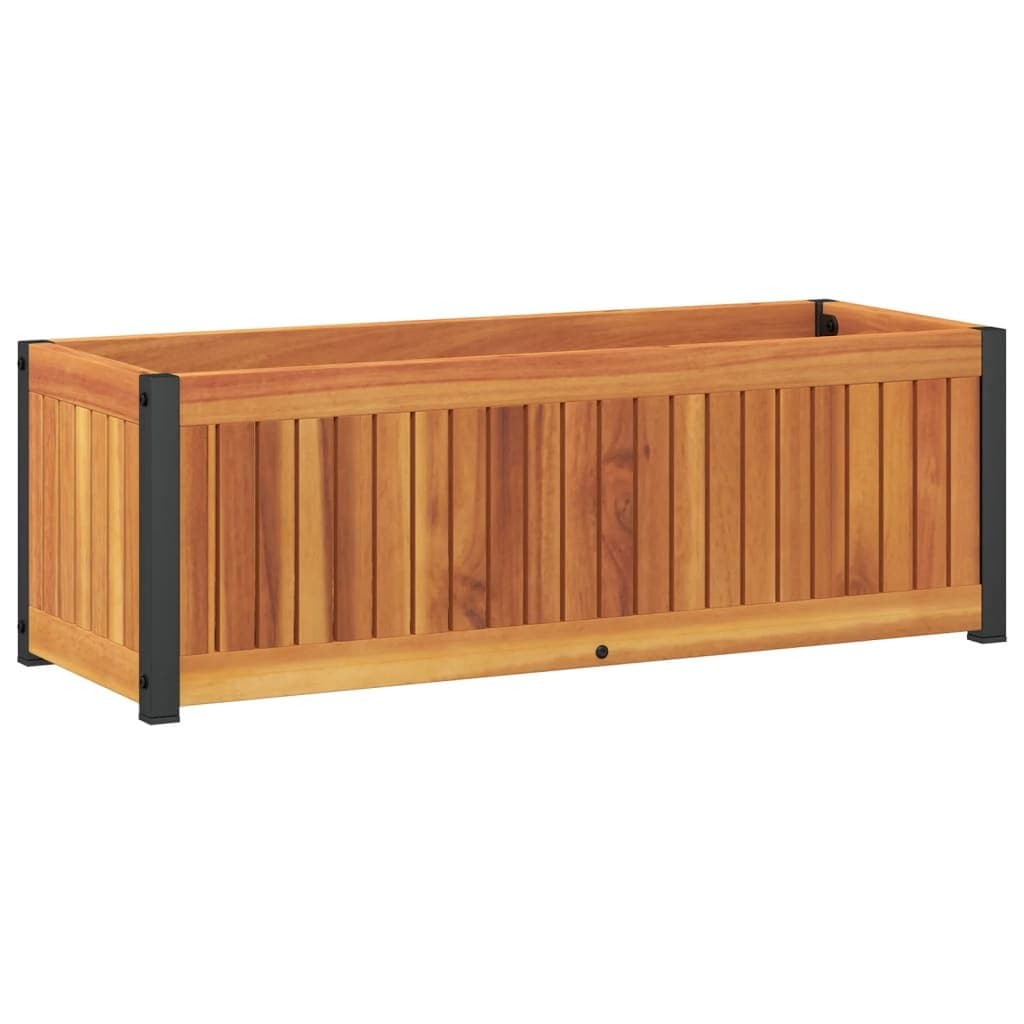 Solid Wood Acacia Garden Planter Box with Steel Frame