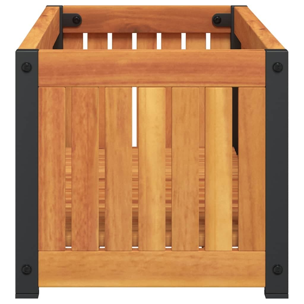 Solid Wood Acacia Garden Planter Box with Steel Frame