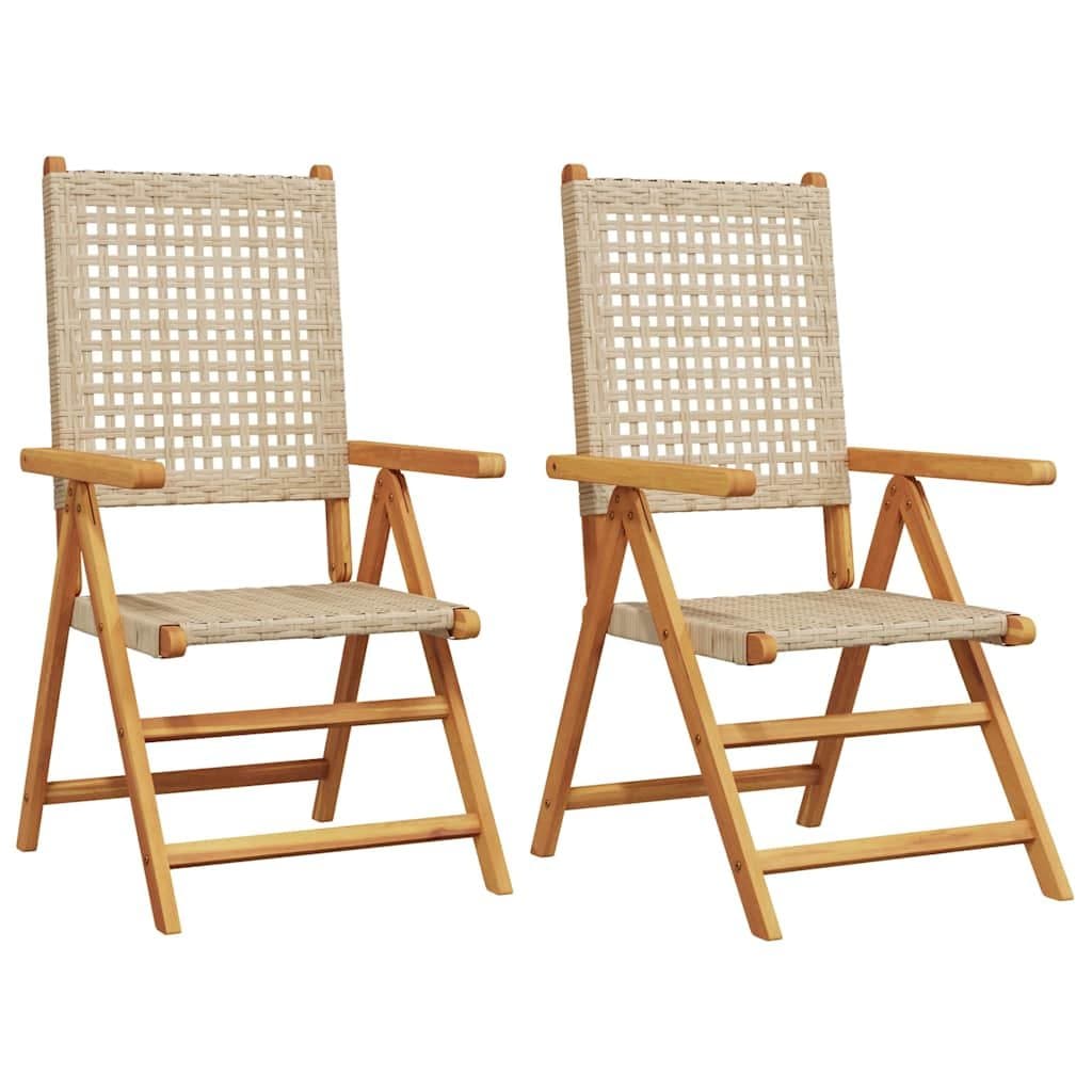 Folding Reclining Garden Chairs 2 pcs Beige