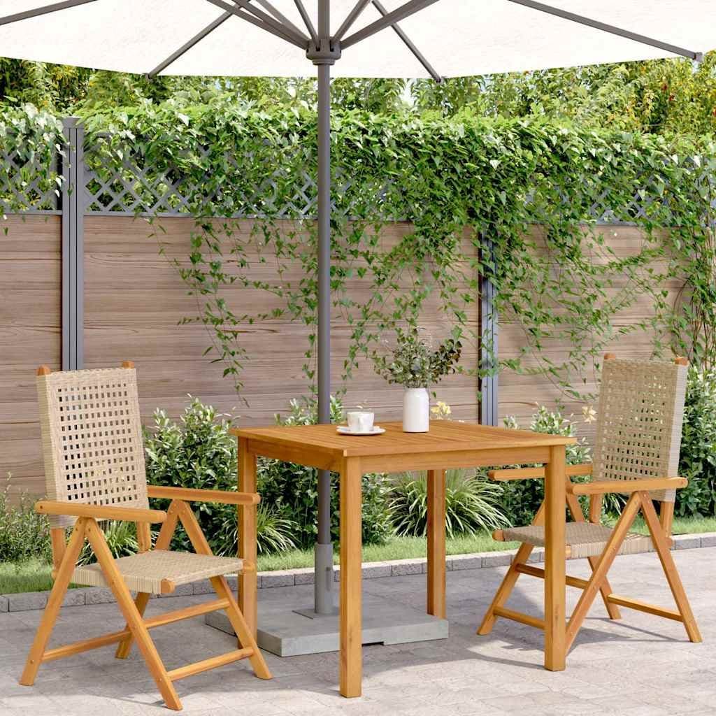 Folding Reclining Garden Chairs 2 pcs Beige