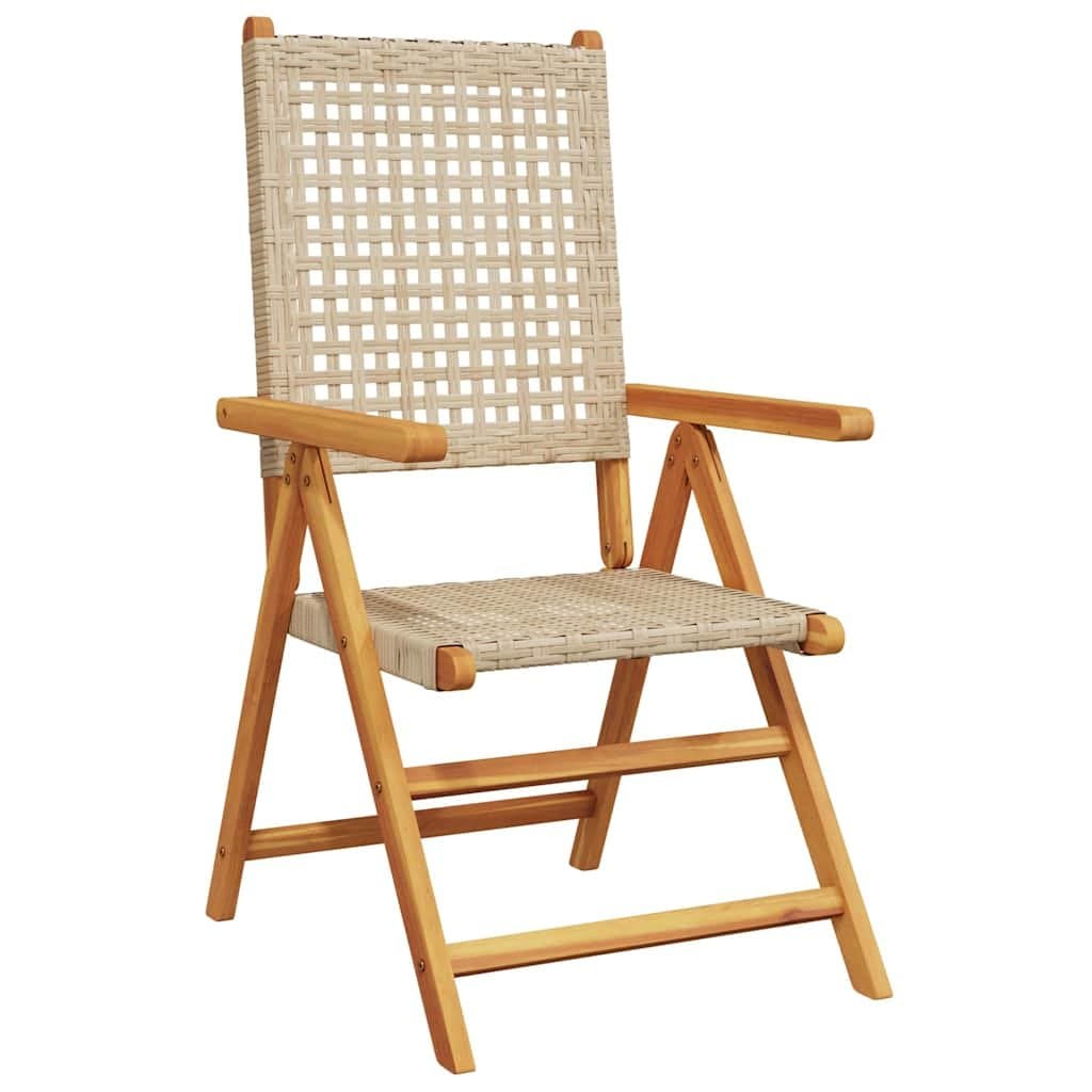 Folding Reclining Garden Chairs 2 pcs Beige