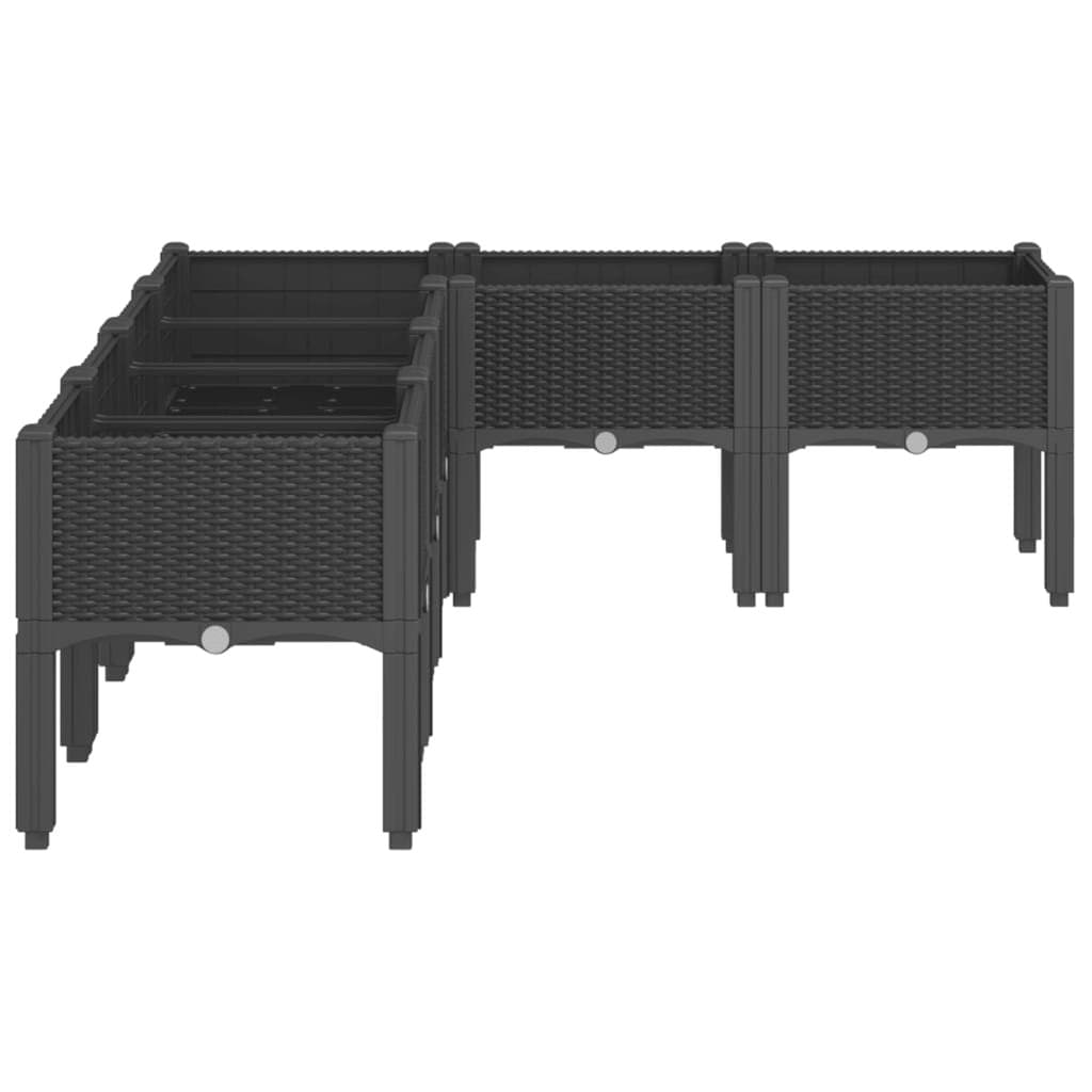 Garden Planter Box with Legs Black Outdoor Rattan Look Elevated Drainage
