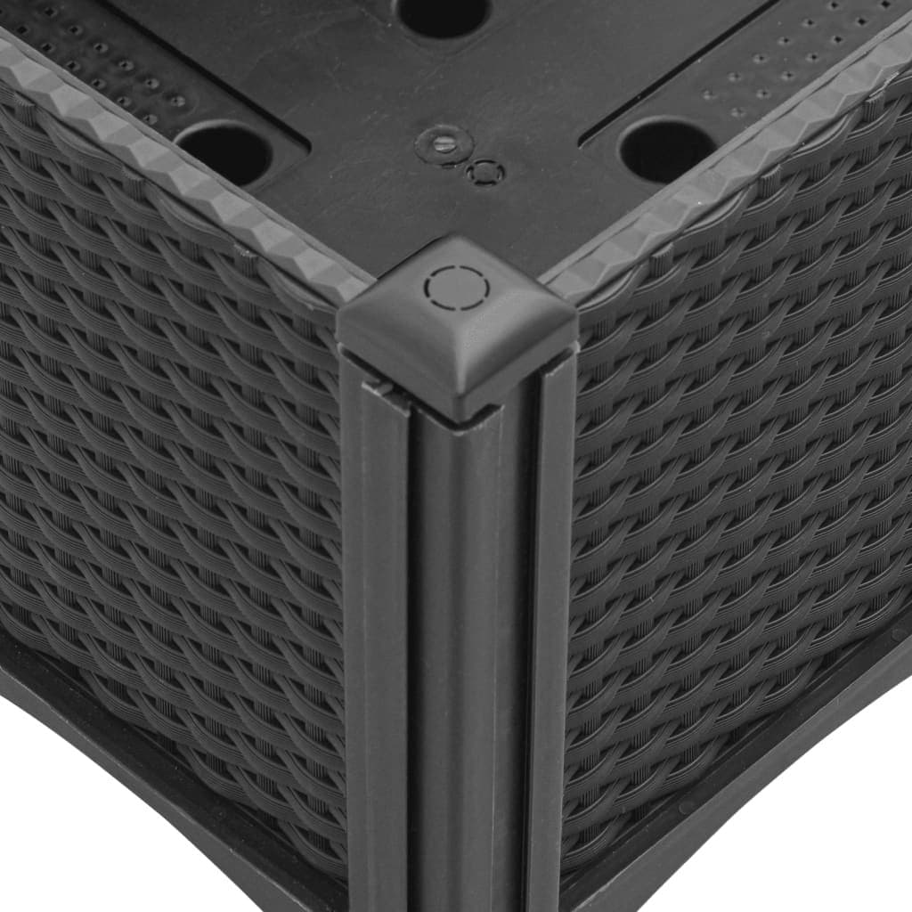 Garden Planter Box with Legs Black Outdoor Rattan Look Elevated Drainage