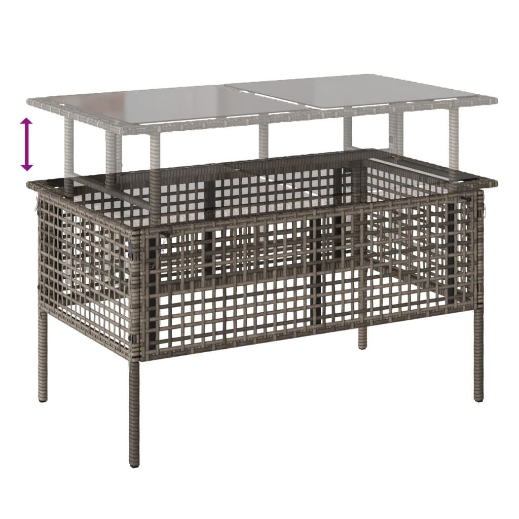 4-Piece Grey Poly Rattan Sofa Set with Glass Table