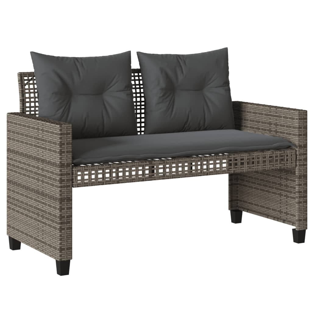 4-Piece Grey Poly Rattan Sofa Set with Glass Table