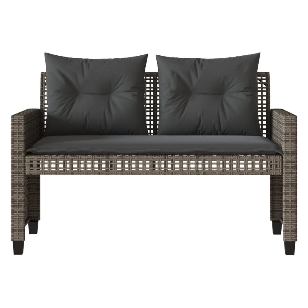 4-Piece Grey Poly Rattan Sofa Set with Glass Table