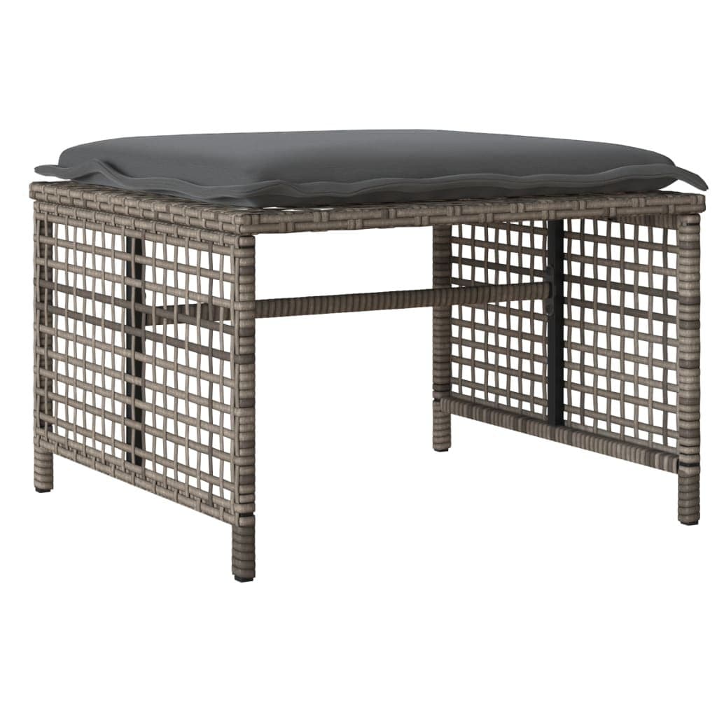 4-Piece Grey Poly Rattan Sofa Set with Glass Table