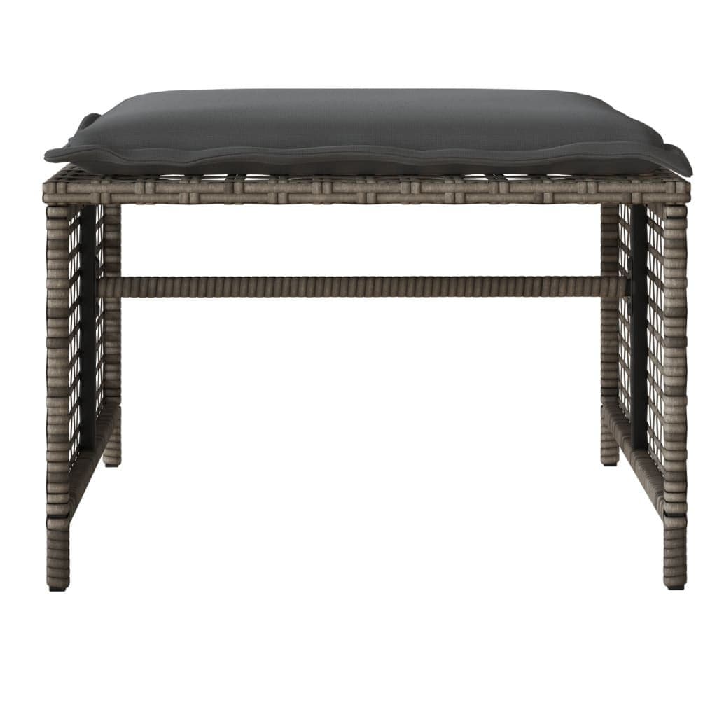 4-Piece Grey Poly Rattan Sofa Set with Glass Table
