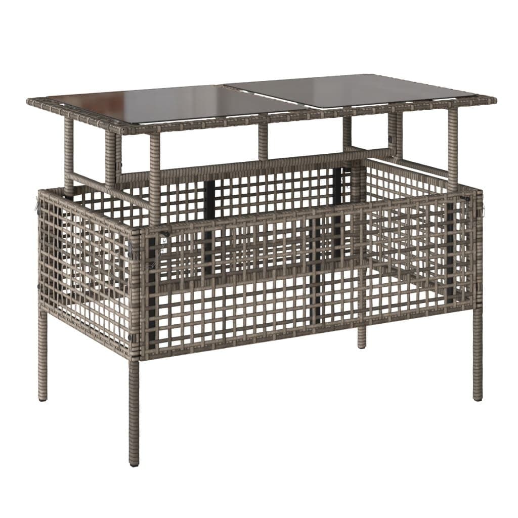 4-Piece Grey Poly Rattan Sofa Set with Glass Table