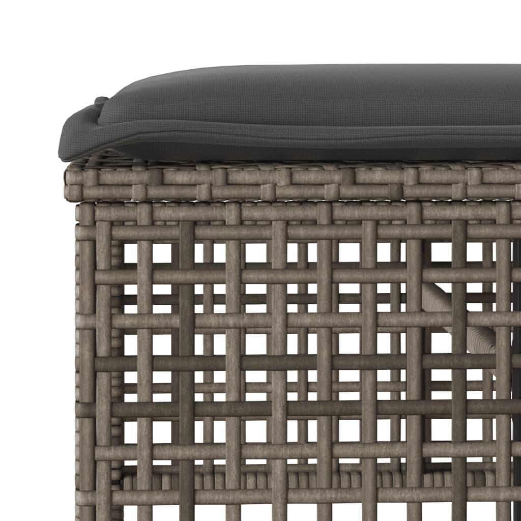 4-Piece Grey Poly Rattan Sofa Set with Glass Table