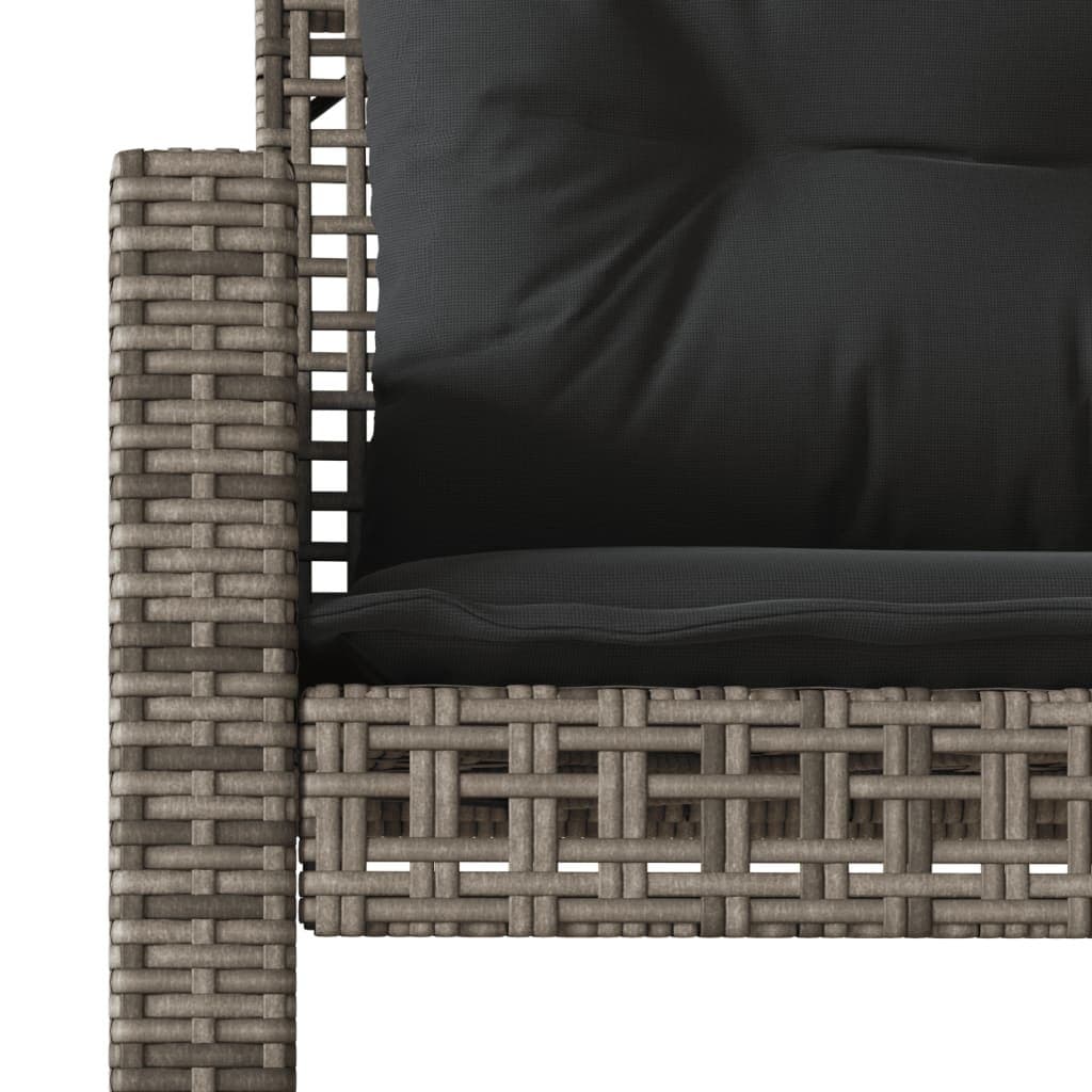 4-Piece Grey Poly Rattan Sofa Set with Glass Table