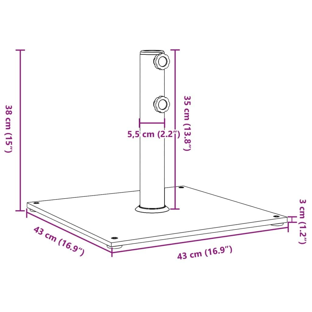 Square Parasol Base White 17kg Umbrella Stand