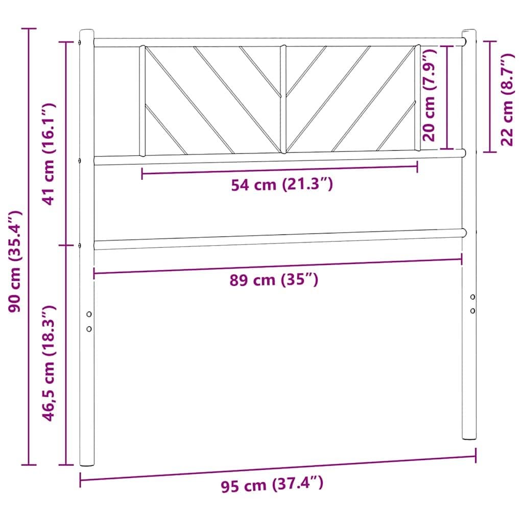 White Metal Headboard 90cm for Beds