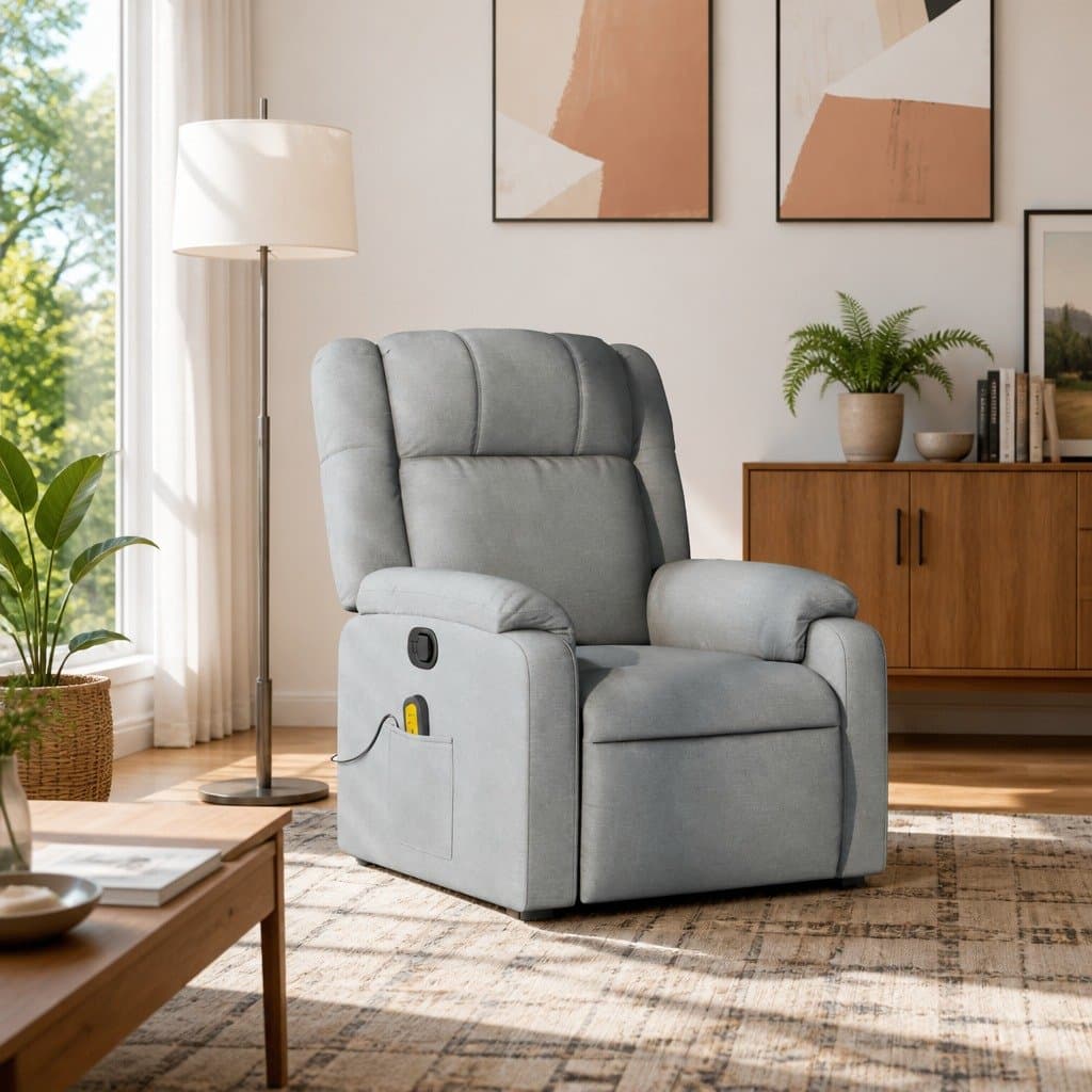 Light Grey Fabric Massage Recliner Chair with Vibration