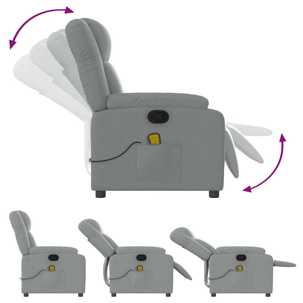 Light Grey Fabric Massage Recliner Chair with Vibration