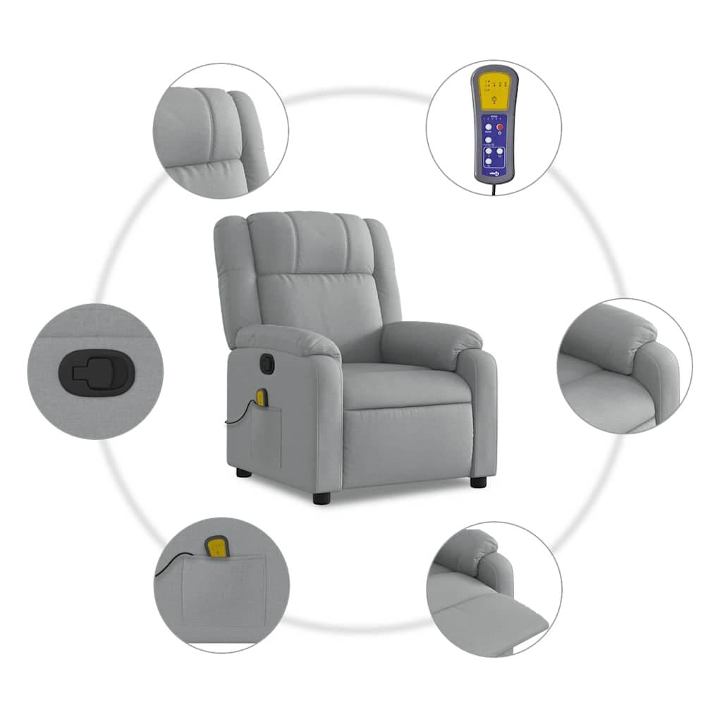 Light Grey Fabric Massage Recliner Chair with Vibration