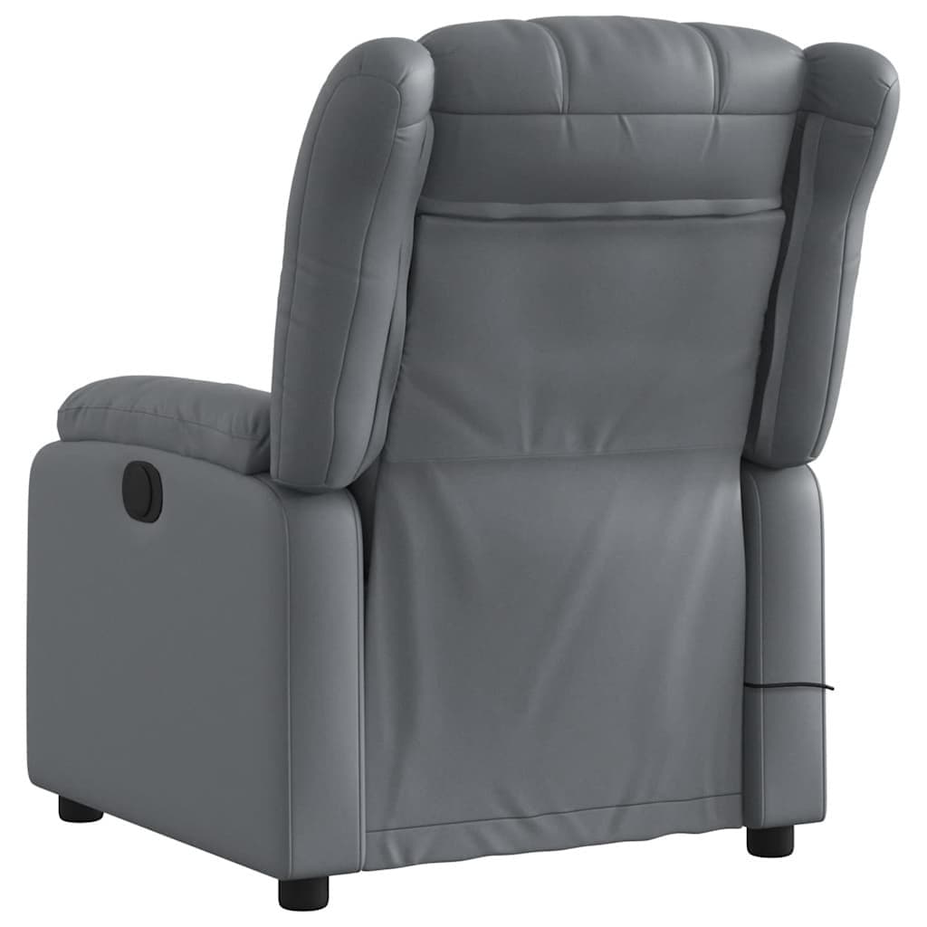 Vibration Massage Recliner Chair in Grey Faux Leather