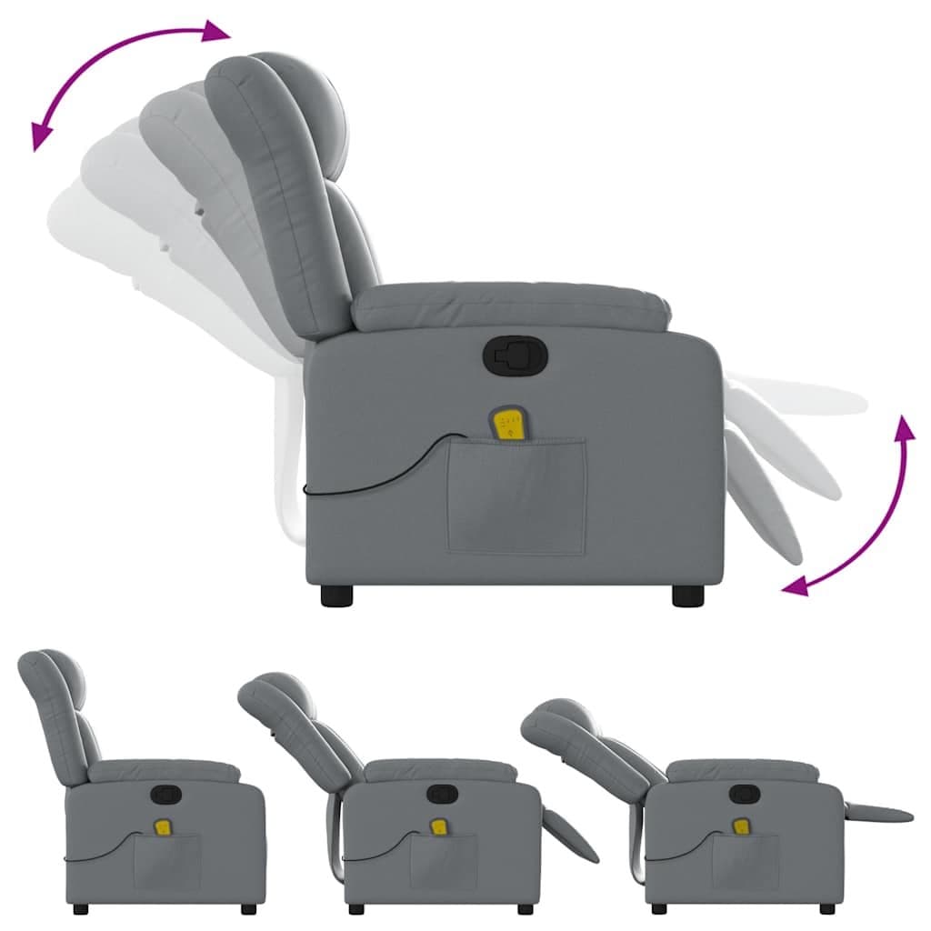 Vibration Massage Recliner Chair in Grey Faux Leather