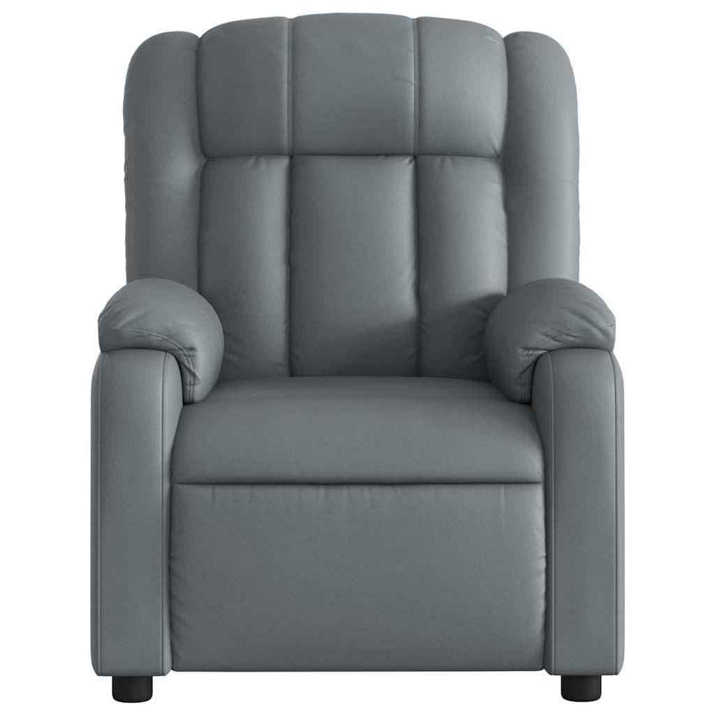 Vibration Massage Recliner Chair in Grey Faux Leather