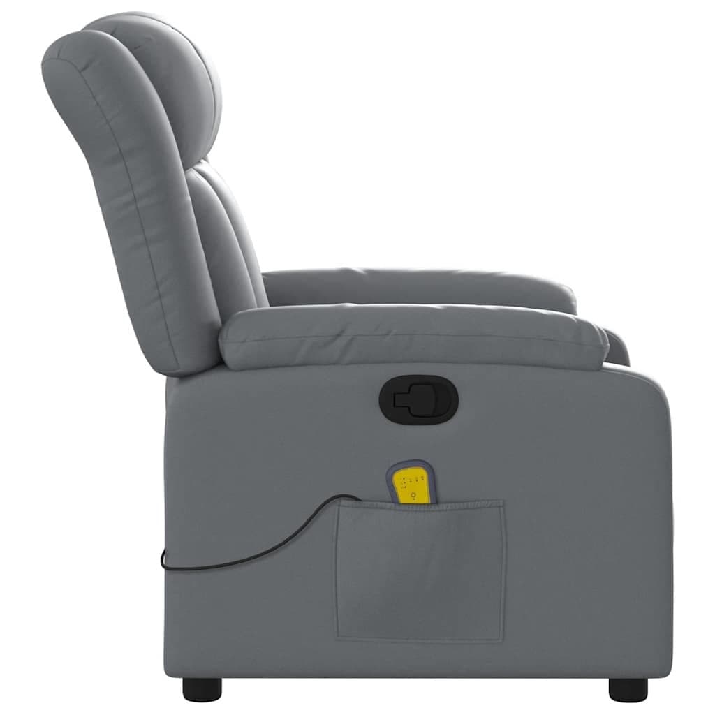 Vibration Massage Recliner Chair in Grey Faux Leather