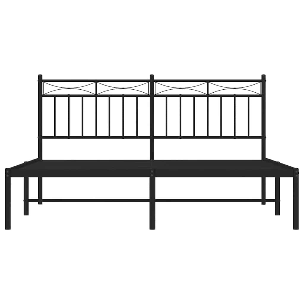 Metal Bed Frame 150x200 cm with Headboard in Black