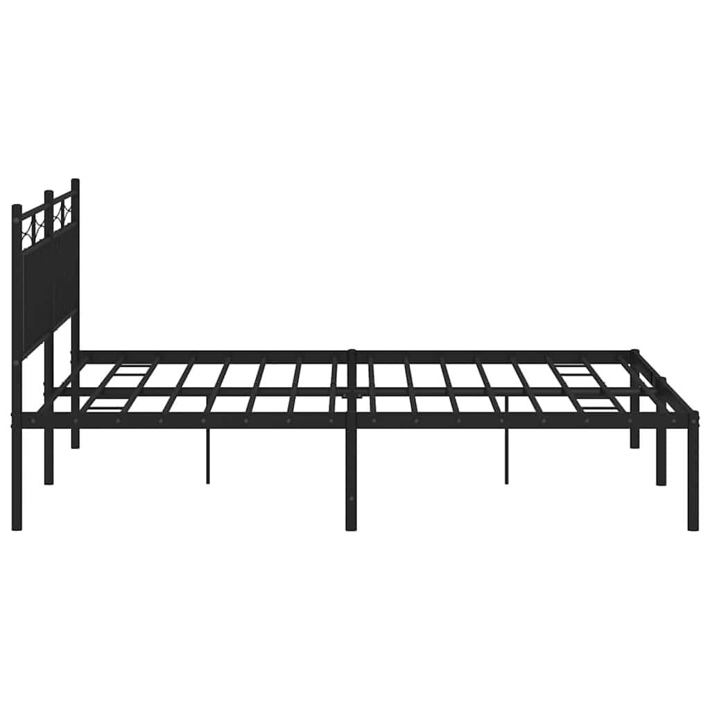 Metal Bed Frame 150x200 cm with Headboard in Black