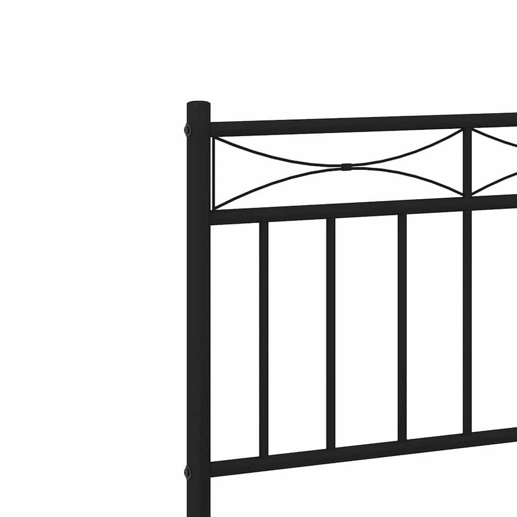 Metal Bed Frame 150x200 cm with Headboard in Black
