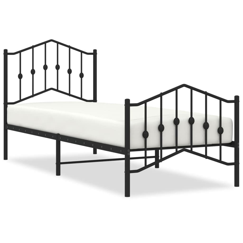 Metal Bed Frame 90x190 cm with Headboard & Footboard