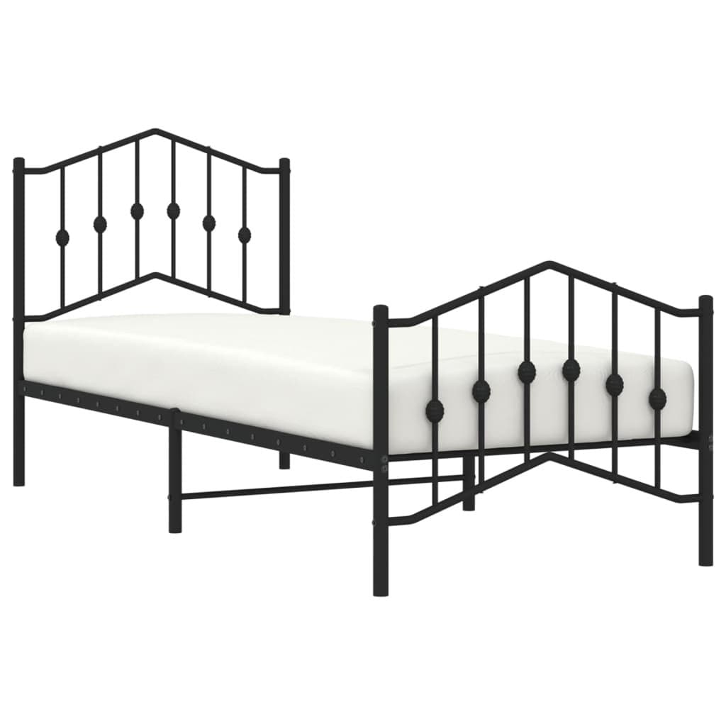 Metal Bed Frame 90x190 cm with Headboard & Footboard