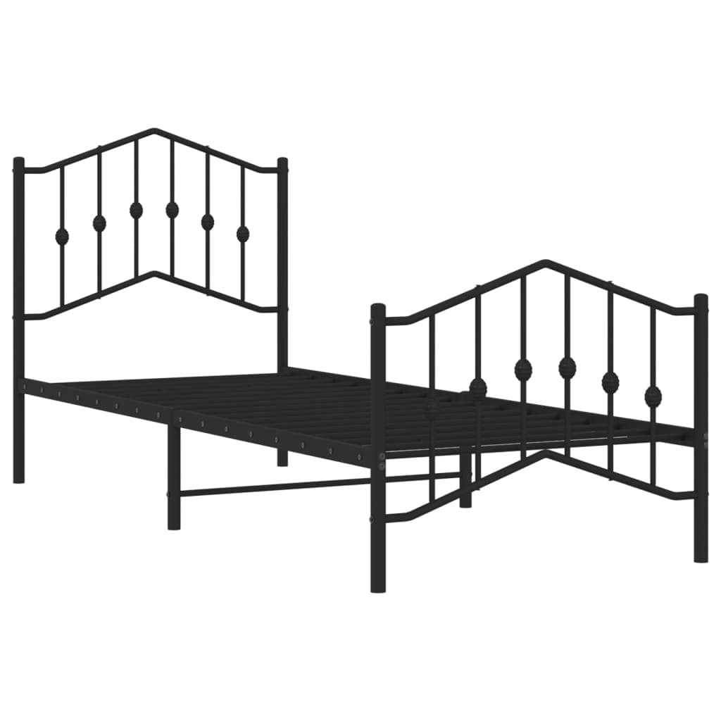 Metal Bed Frame 90x190 cm with Headboard & Footboard