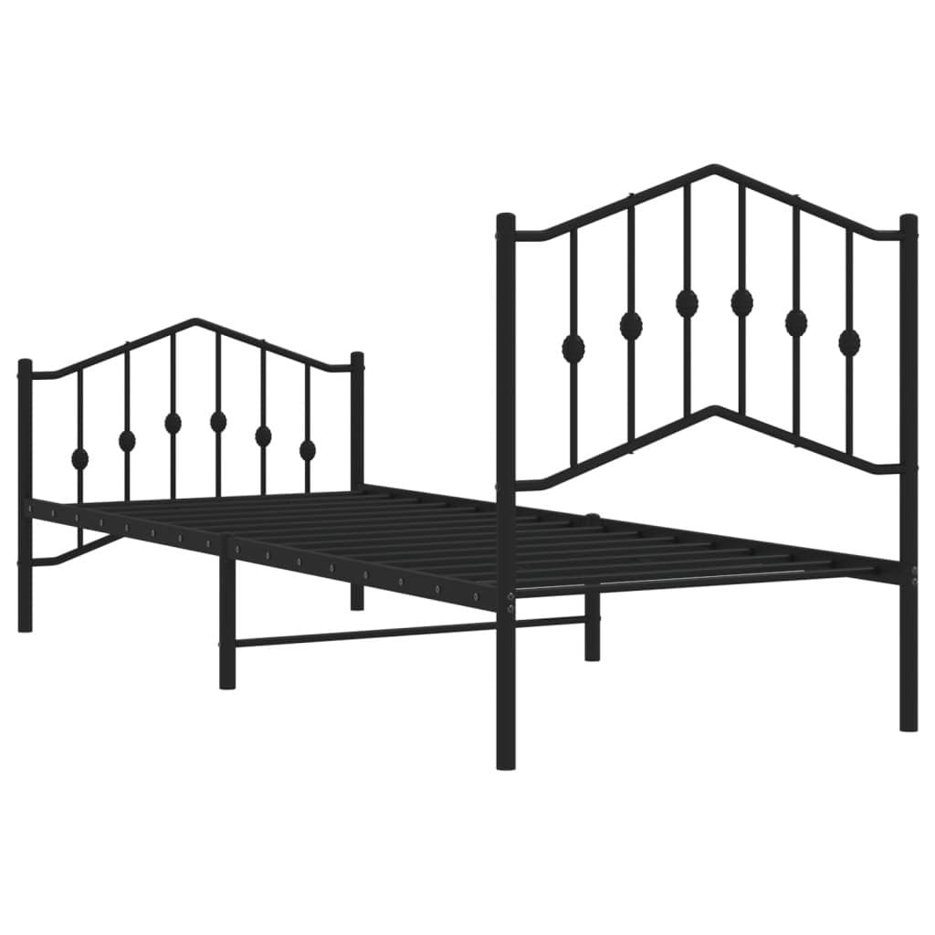 Metal Bed Frame 90x190 cm with Headboard & Footboard