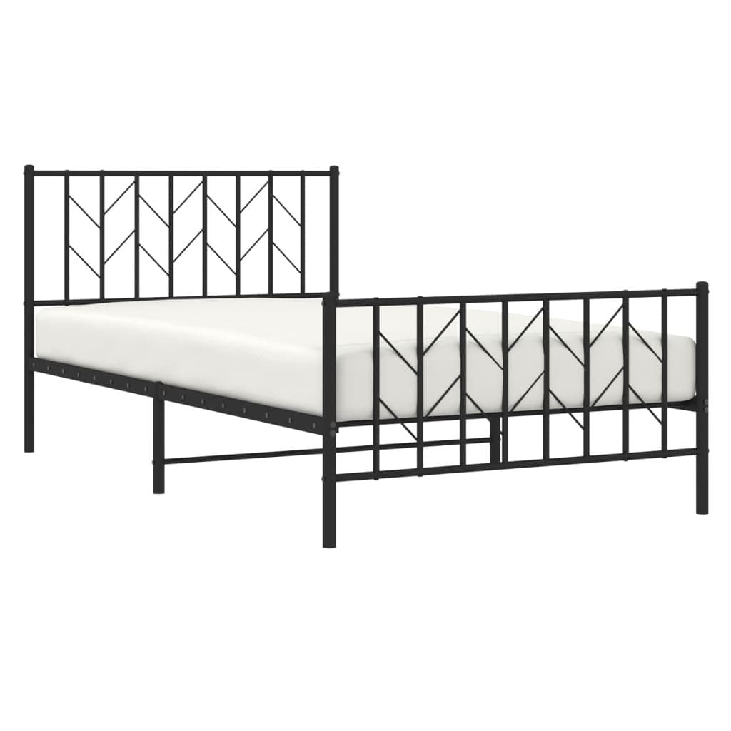 Black King Single Metal Bed Frame with Footboard