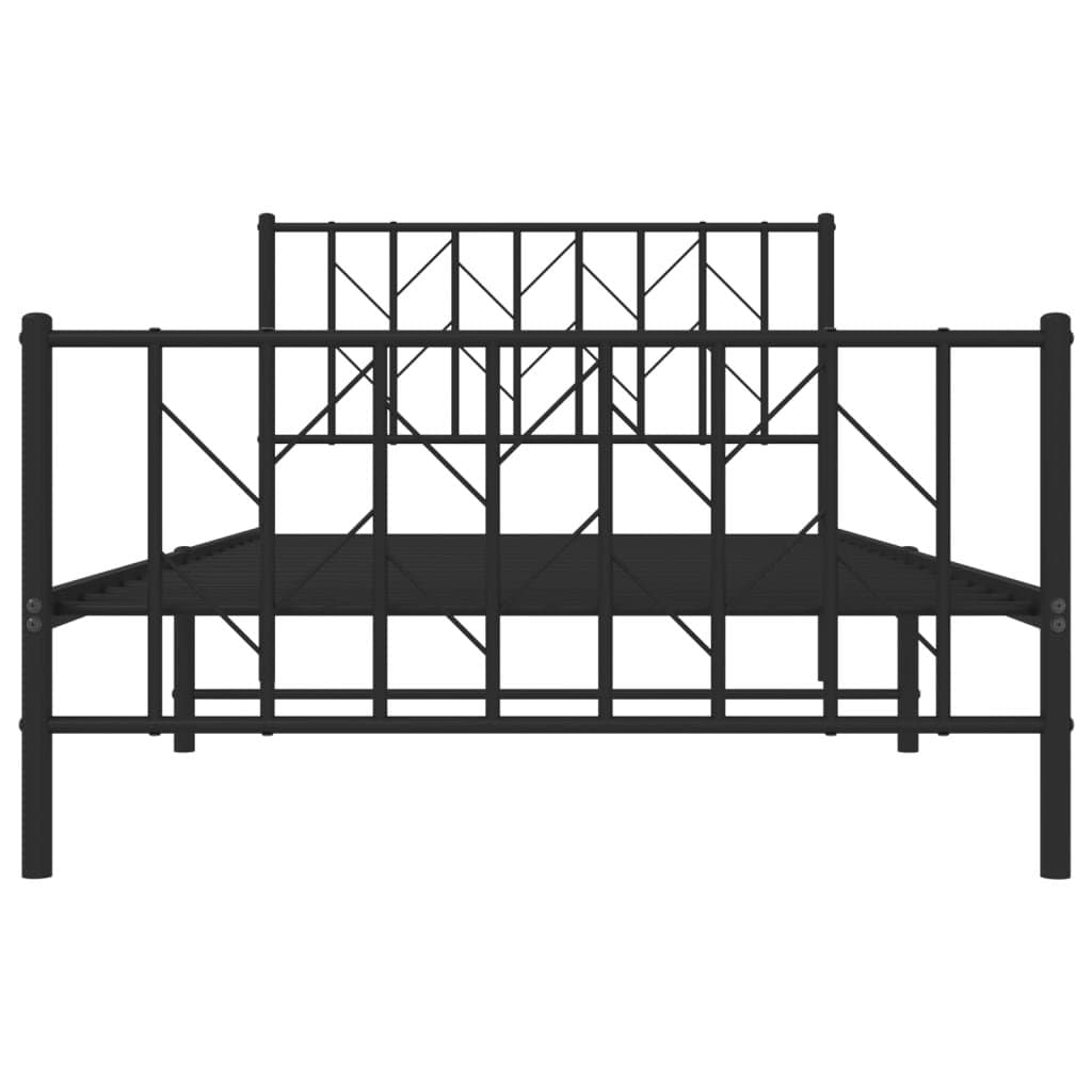 Black King Single Metal Bed Frame with Footboard