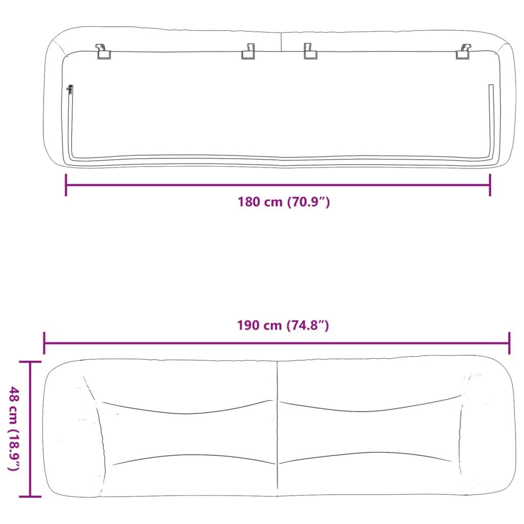 Black Headboard Cushion 180cm in Faux Leather