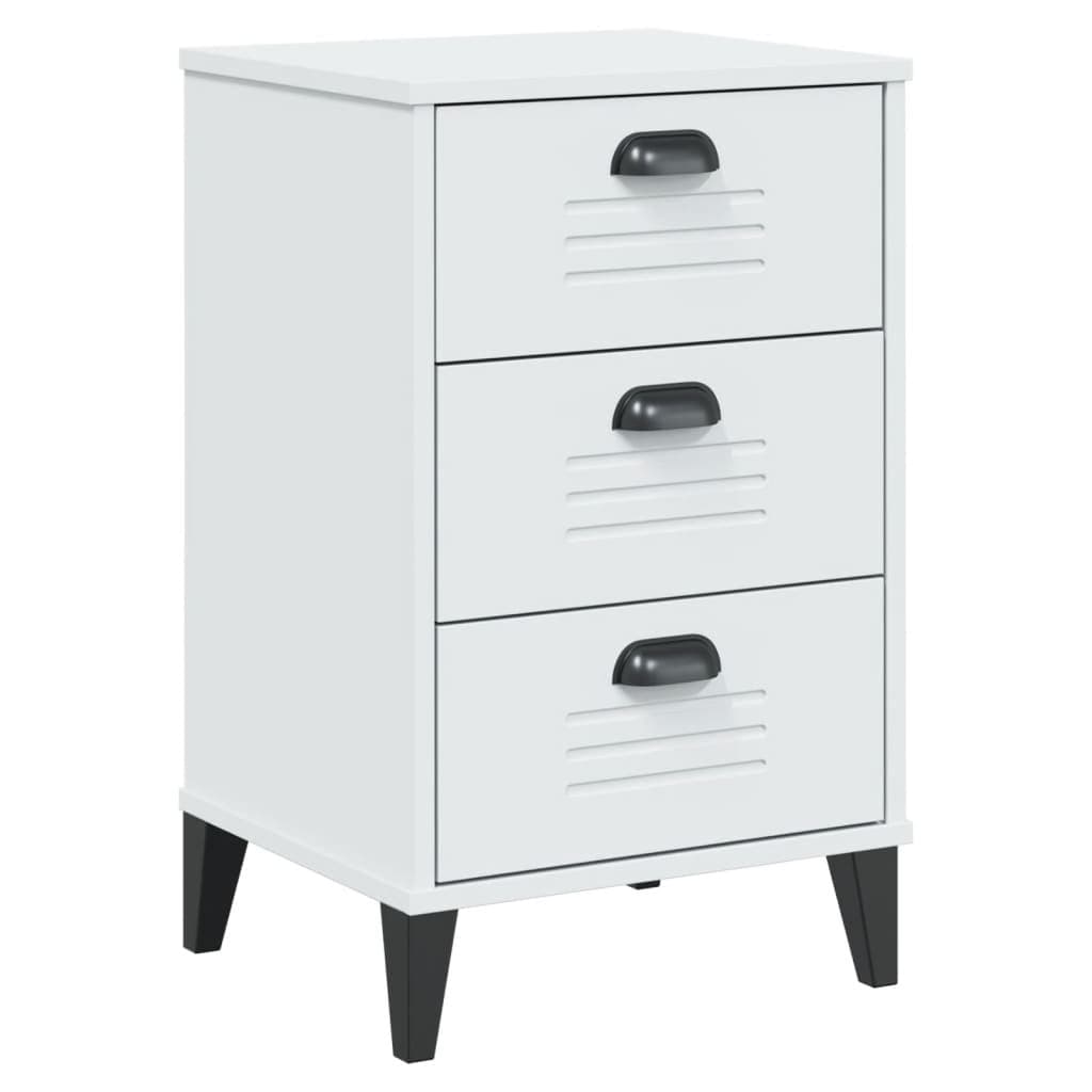 White Engineered Wood Bedside Cabinet for Storage