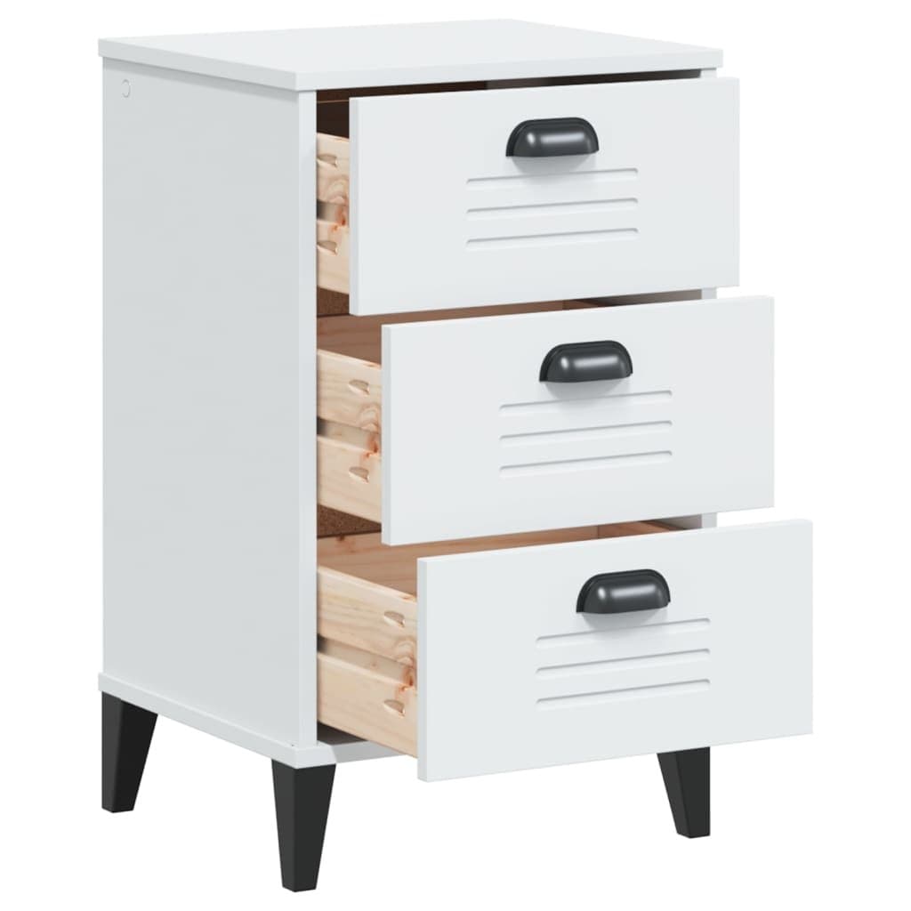 White Engineered Wood Bedside Cabinet for Storage