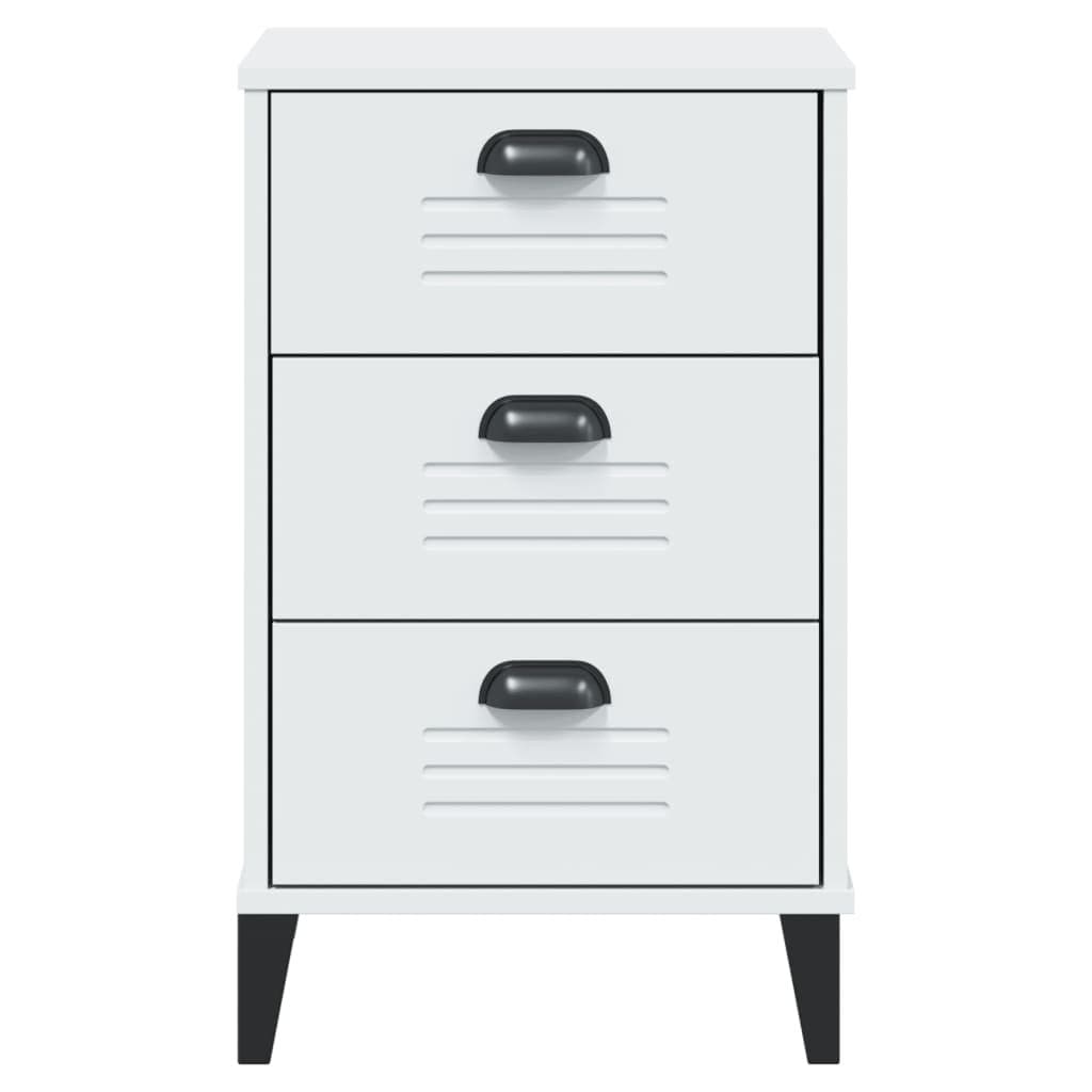 White Engineered Wood Bedside Cabinet for Storage
