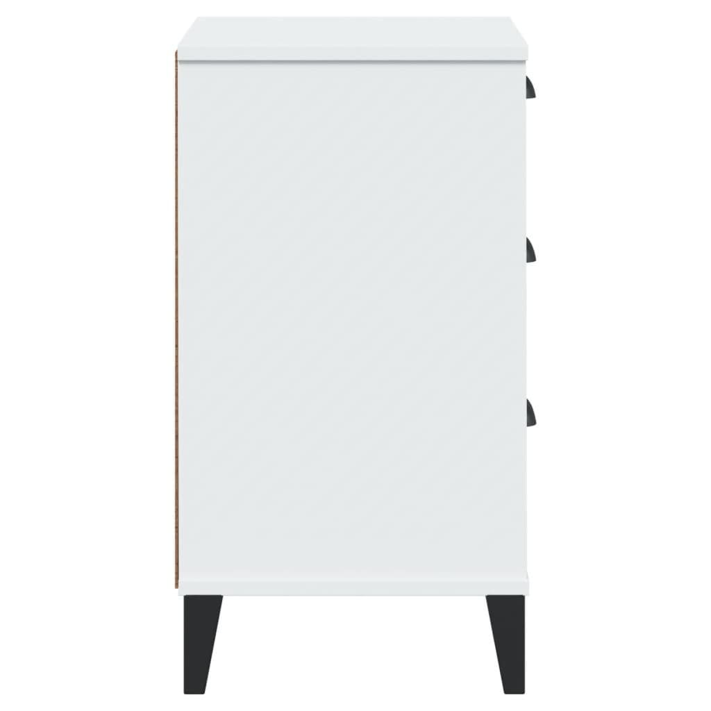 White Engineered Wood Bedside Cabinet for Storage