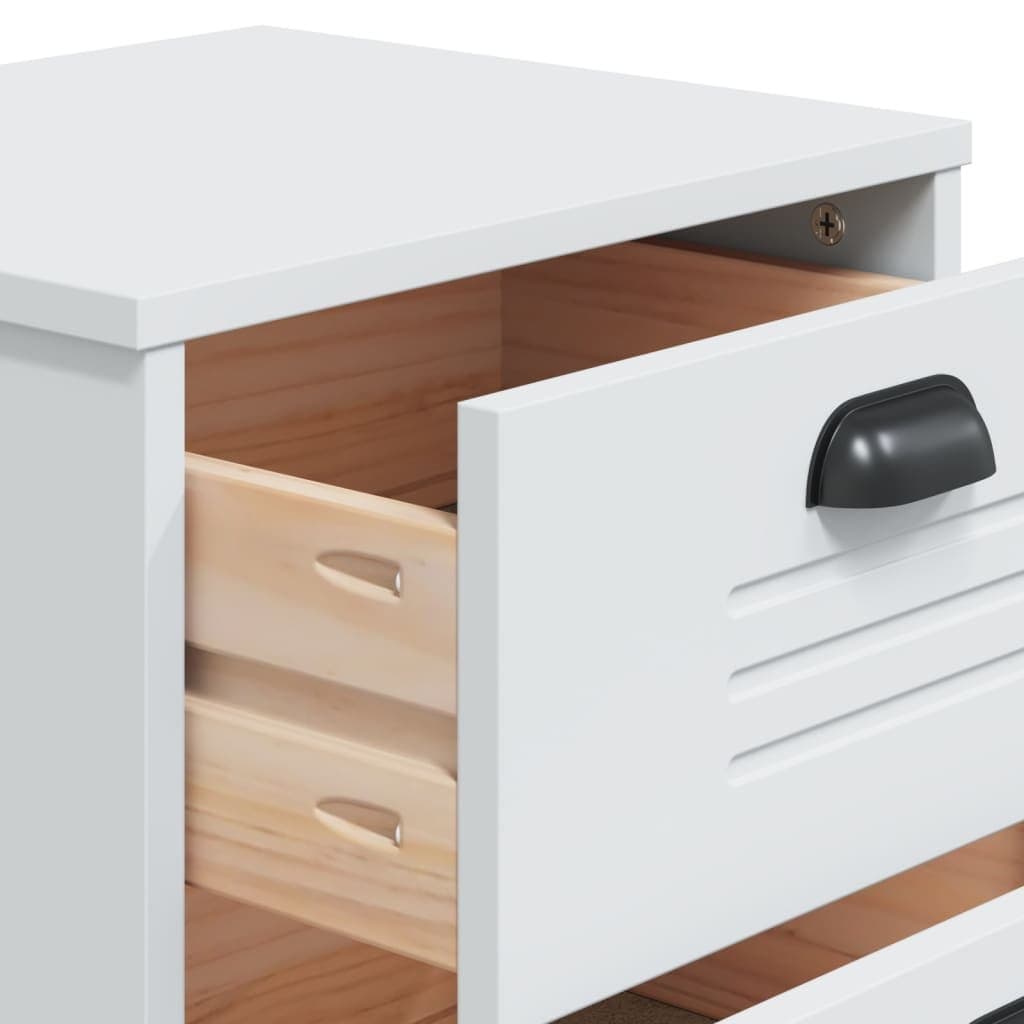 White Engineered Wood Bedside Cabinet for Storage