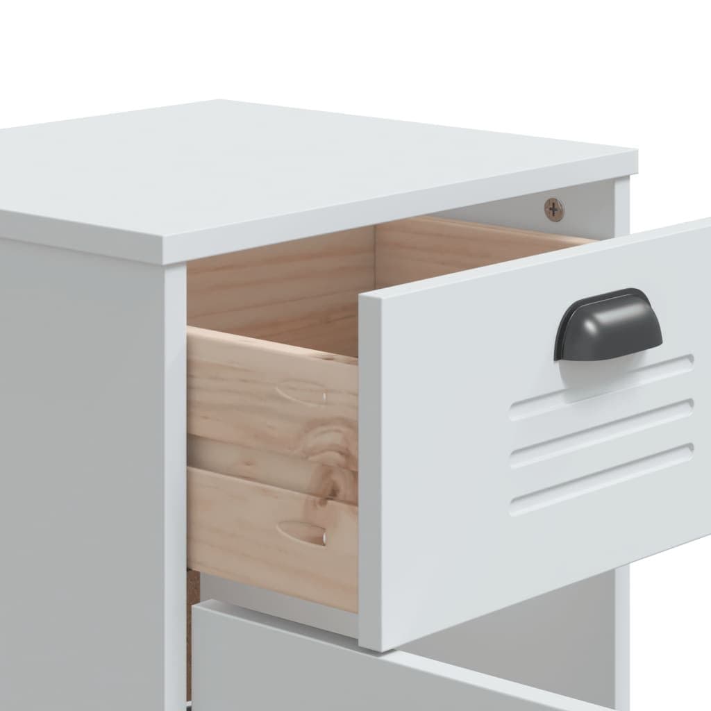 White Bedside Cabinet Nightstand Storage Table Bedroom Furniture with Handles