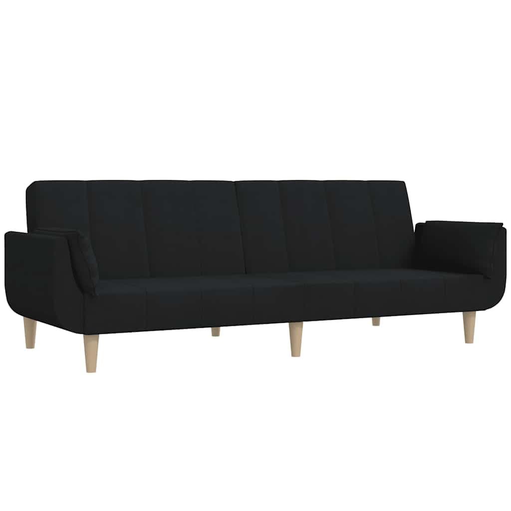 Convertible 2-Seater Sofa Bed in Black Fabric