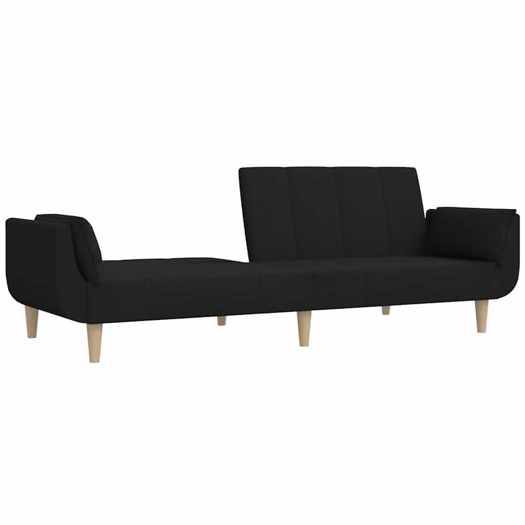 Convertible 2-Seater Sofa Bed in Black Fabric