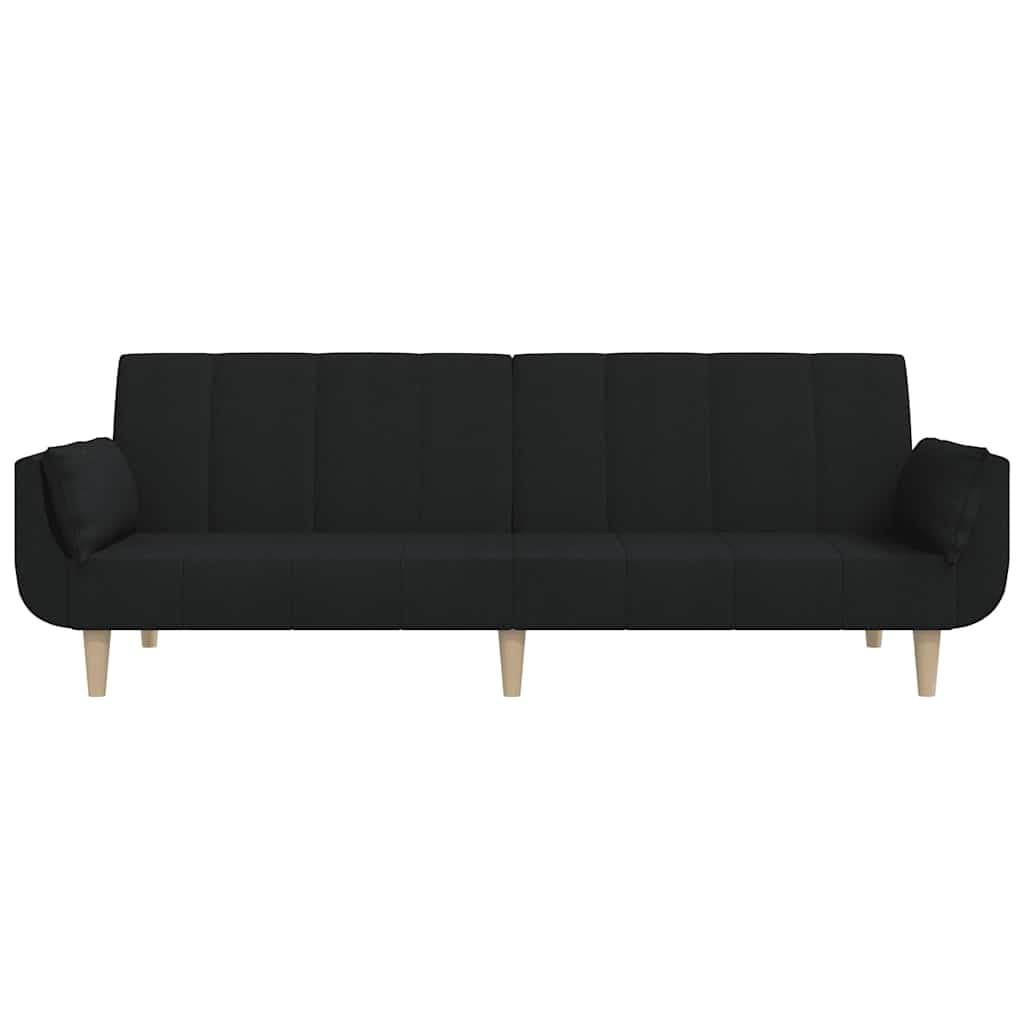 Convertible 2-Seater Sofa Bed in Black Fabric
