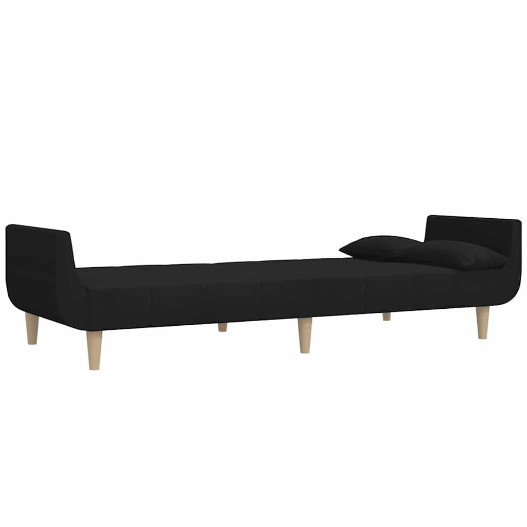 Convertible 2-Seater Sofa Bed in Black Fabric